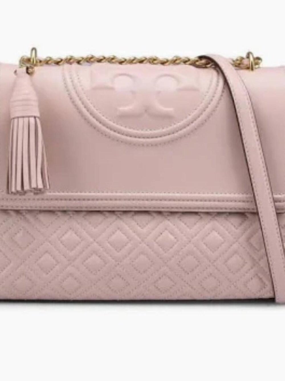 Tory Burch Fleming Shell Pink Quilted Leather Chain Shoulder Bag